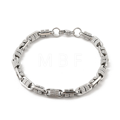 304 Stainless Steel Oval Link Chain Bracelets for Women Men BJEW-F488-63A-P-1