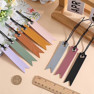 CRASPIRE 16Pcs 8 Colors Leather Bookmarks AJEW-CP0007-55-1