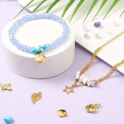 DIY Mixed Stone Chip & Glass Beads Jewelry Set Making Kit DIY-FS0002-34-1