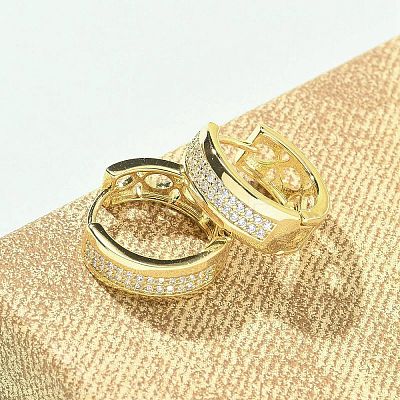 Brass Micro Pave Clear Cubic Zirconia Hoop Earrings EJEW-C122-04G-1