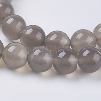 Natural Grey Agate Beads Strands G-G583-8mm-08-1