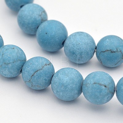 Synthetic Turquoise Round Beads Strands G-G735-13F-6mm-1