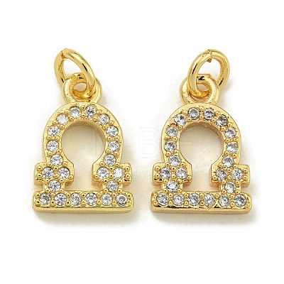 Rack Plating Brass Micro Pave Cubic Zirconia Pendants KK-K386-02C-G-1