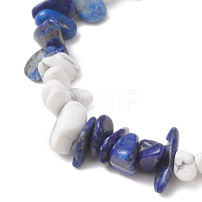 3Pcs Natural Lapis Lazuli & Synthetic Howlite Chip Beaded Stretch Bracelets for Women BJEW-JB12959-1