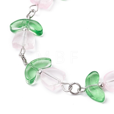 Glass Flower Beaded Bracelets BJEW-JB09788-02-1