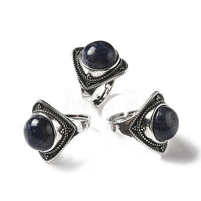 Natural Sodalite Adjustable Rings G-P560-03AS-10-1