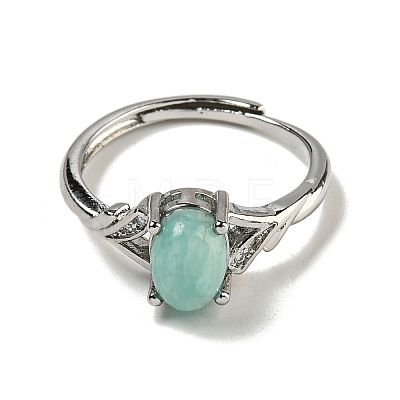 Oval Natural Amazonite Rings RJEW-Q818-01P-01A-1