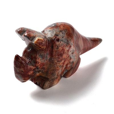 Natural Crazy Agate Carved Healing Rhinoceros Figurines DJEW-P016-01G-1