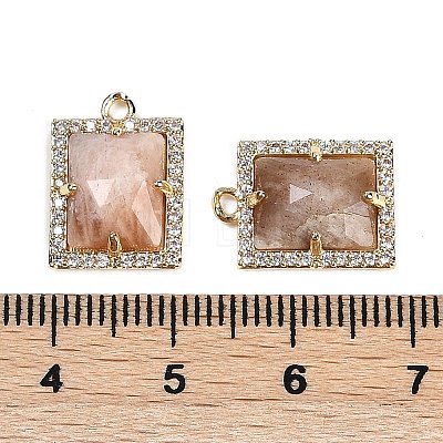 Natural Sunstone Faceted Rectangle Pendants G-I375-05G-04-1