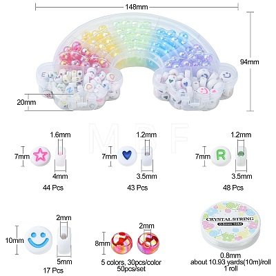 302Pcs 9 Style Transparent & Opaque Rainbow Iridescent Acrylic Beadss Plated and Enamel MACR-CJ0001-55-1