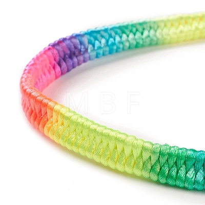 Rainbow Color Polyester Braided Adjustable Bracelet Making for Women BJEW-F454-01-1