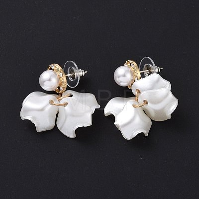 Acrylic Imitation Shell Dangle Stud Earrings with 925 Sterling Silver Pins EJEW-L281-07LG-1
