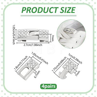 4 Pairs Zinc Alloy & Rhinestone Snap Lock Clasps FIND-FG0005-54P-1