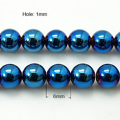 Non-Magnetic Synthetic Hematite Beads Strands X-G-C019-6mm-1