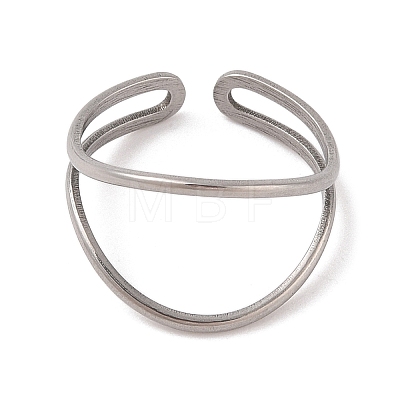 Non-Tarnish 304 Stainless Steel Double Layer Cuff Rings for Women RJEW-G322-01P-1