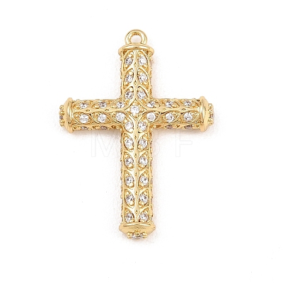 Rack Plating Brass Micro Pave Cubic Zirconia Pendants KK-Q786-04G-01-1