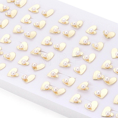 Brass & Natural Pearl Stud Earrings PEAR-N020-WX01-1