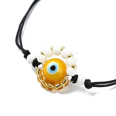 Evil Eye Handmade Lampwork & Glass Adjustable Braided Bead Bracelets BJEW-MZ00099-04-1