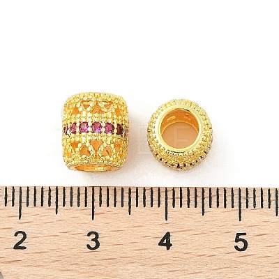 Brass Micro Pave Cubic Zirconia European Beads KK-P297-05G-05-1