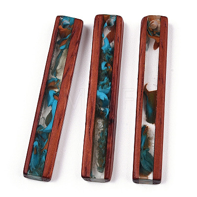 Transparent Resin & Wood Pendants RESI-N039-09-1