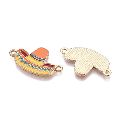 Rack Plating Alloy Enamel Colorful Sombrero Connector Charms ENAM-N056-351G-1