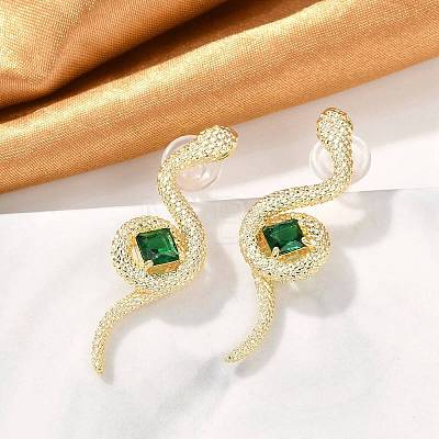 Brass Micro Pave Cubic Zirconia Stud Earrings EJEW-P301-18G-1