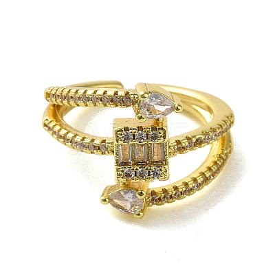 Brass with Cubic Zirconia Rings RJEW-B057-03G-01-1