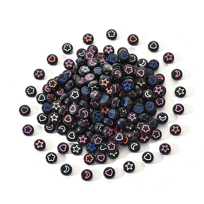Opaque Black Acrylic Beads SACR-YW0001-21A-1
