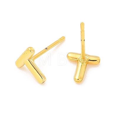 Brass Hollow Out Initial Letter Stud Earrings for Women EJEW-A044-01G-T-1