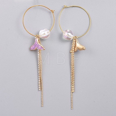 Brass Wine Glass Charm Rings Dangle Hoop Earrings EJEW-JE03199-1