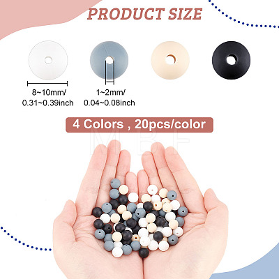 80Pcs 4 Colors Food Grade Eco-Friendly Silicone Beads SIL-DC0001-13-1