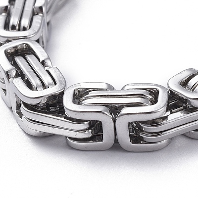 Unisex 201 Stainless Steel Byzantine Chain Bracelets BJEW-L637-34C-P-1