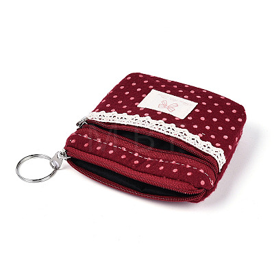 Polka Dot Cotton Cloth Wallets AJEW-N003-09-1