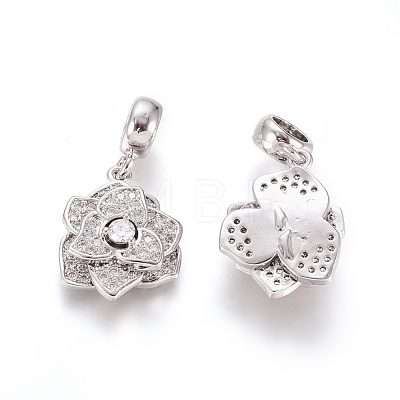 Brass Micro Pave Clear Cubic Zirconia European Dangle Charms OPDL-L016-11P-1