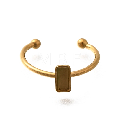 304 Stainless Steel Open Cuff Ring Components LS-STAS-M057-01A-G-1