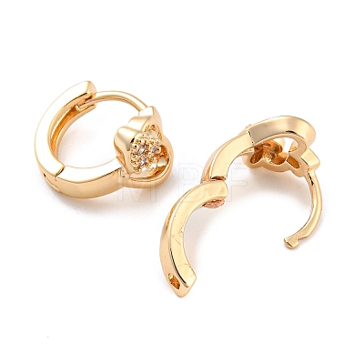 Rack Plating Brass with Cubic Zirconia Hoop Earrings for Women EJEW-G363-02KCG-1