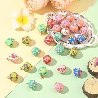 32Pcs 8 Colors Handmade Polymer Clay Pendants CLAY-YW0002-74-1
