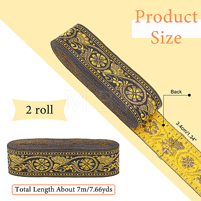 Ethnic style Embroidery Polyester Ribbons OCOR-WH0063-30B-1