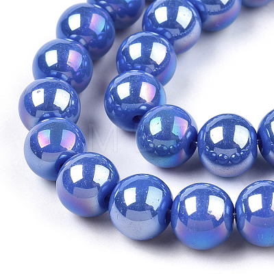 Electroplate Opaque Glass Beads Strands GLAA-T032-P8mm-AB11-1