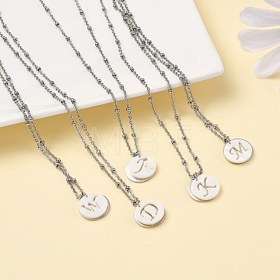Natural Shell Initial Necklaces NJEW-JN03420-1