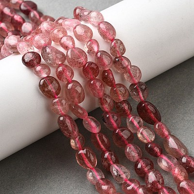 Natural Strawberry Quartz Nuggets Beads Strands G-J335-17-1