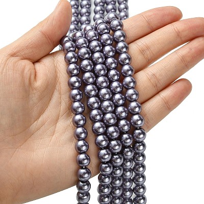 Eco-Friendly Dyed Glass Pearl Round Beads Strands HY-A008-8mm-RB116-1