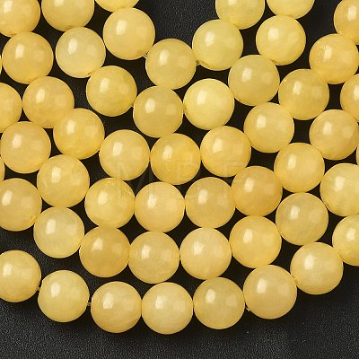 Natural Yellow Jade Bead Strands G-K121-01-8mm-1