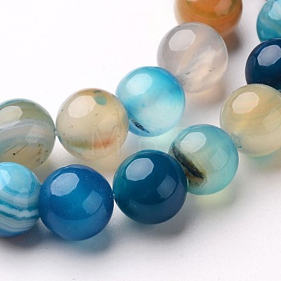 Natural Striped Agate/Banded Agate Beads Strands G-D845-01-6mm-1