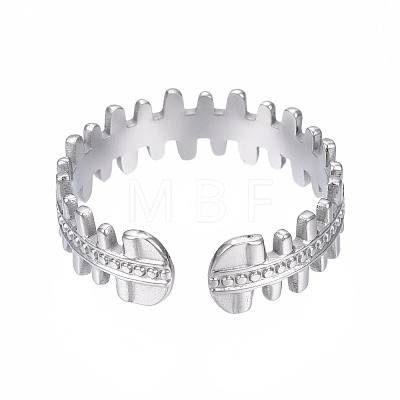 304 Stainless Steel Fish Bone Wrap Open Cuff Ring RJEW-T023-64P-1
