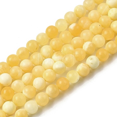 Natural Yellow Jade Beadd Strands G-A274-A01-6mm-1