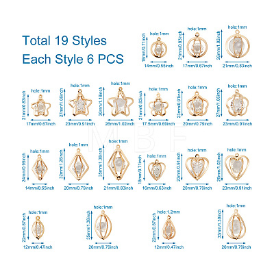 114 Pcs 19 Styles Alloy Pendants FIND-TA0001-31LG-1