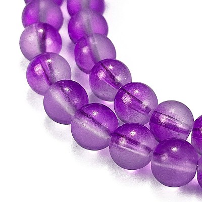 Frosted Transparent Glass Bead Strands GLAA-P065-8mm-15-1