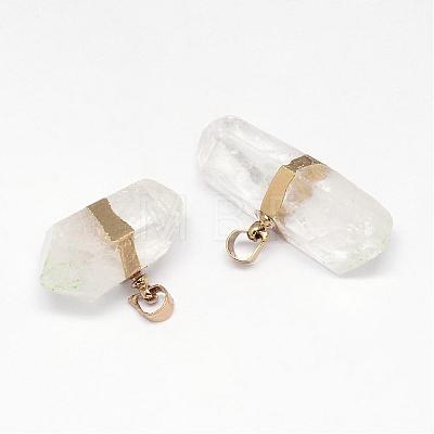 Natural Quartz Crystal Double Terminated Pointed Pendants G-G895-03-1