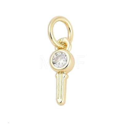 Brass Micro Pave Clear Cubic Zirconia Charms KK-G522-02G-1